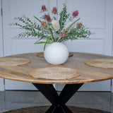 Faye Natural Finish 130cm Round Dining Table - Kitchen & Dining Furniture Fab Habitat