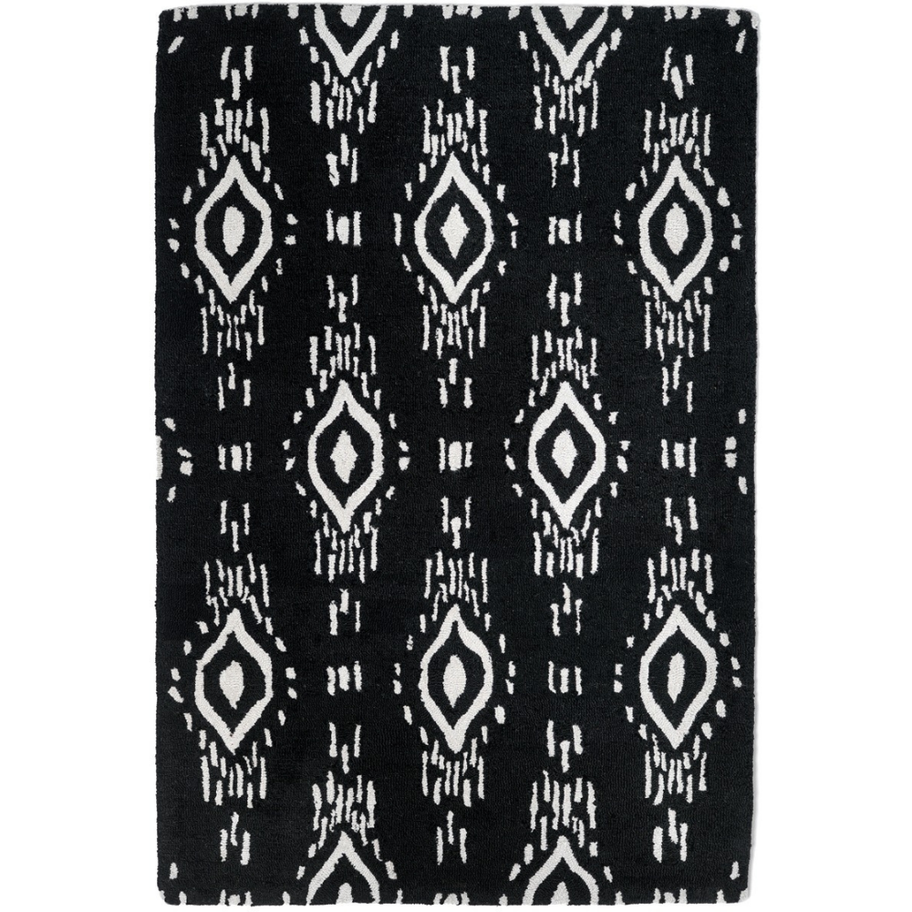 Surah Black and White Tribal P.E.T Indoor Area Rug - Outdoor Rugs Fab Habitat