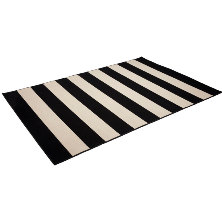 Nyoma Black Striped Outdoor Large Rug - Outdoor Rugs Fab Habitat