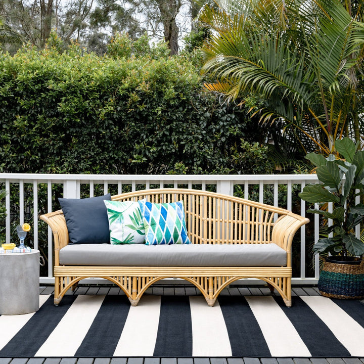 Nyoma Black Striped Outdoor Large Rug - Outdoor Rugs Fab Habitat