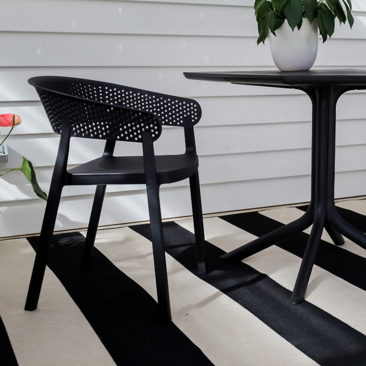 Nyoma Black Striped Outdoor Large Rug - Outdoor Rugs Fab Habitat