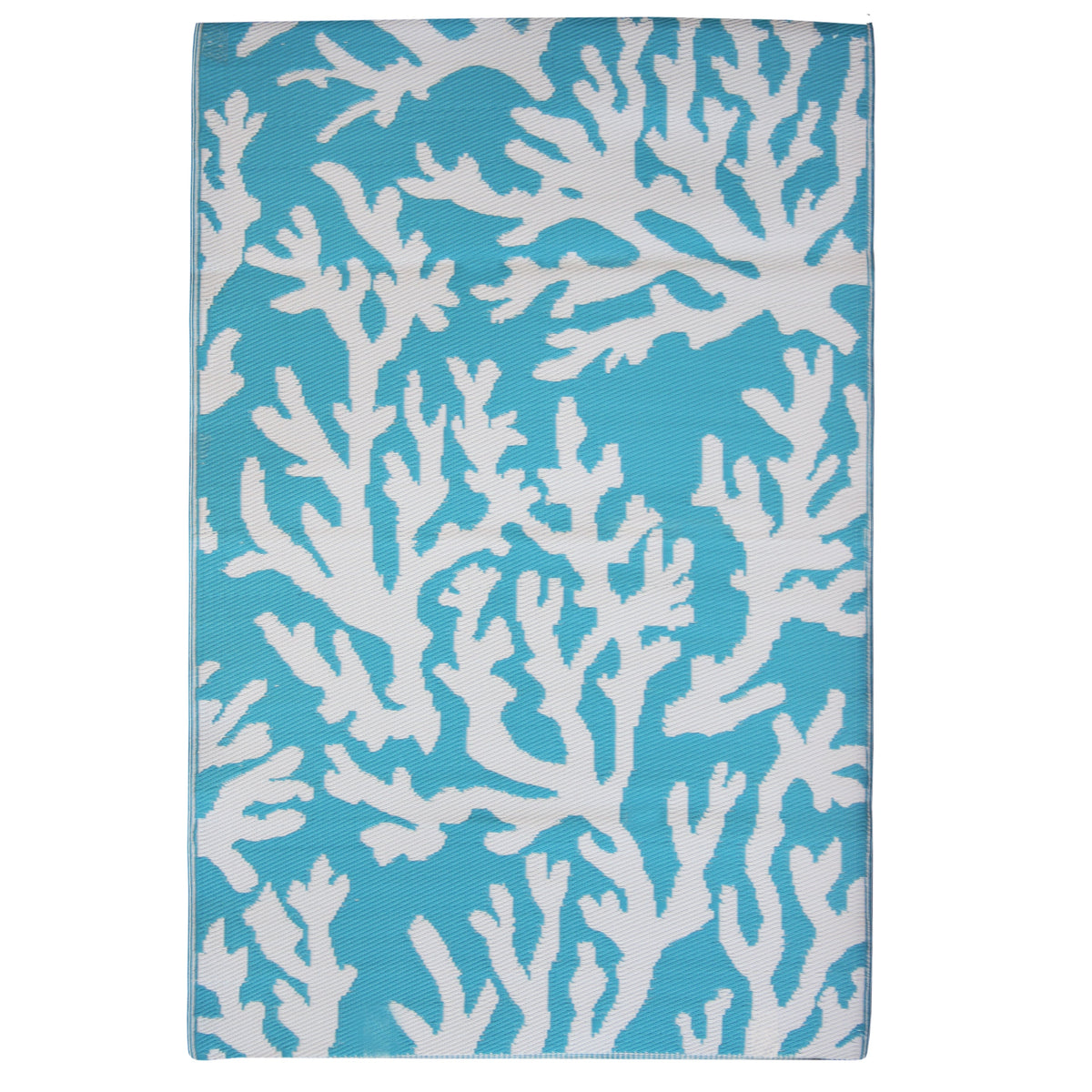 Marbella Blue and White Coastal Recycled Plastic Outdoor Rug - Recycled Plastic Rugs & Mats Fab Habitat