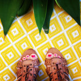 Kimberley Yellow and White Diamond Recycled Plastic Reversible Outdoor Rug - Recycled Plastic Rugs & Mats Fab Habitat