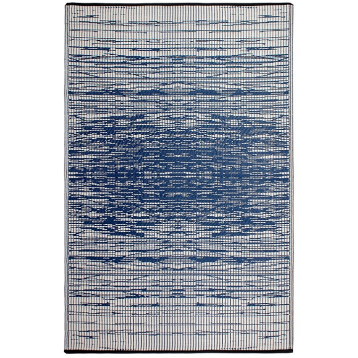 Brooklyn Navy and White Modern Recycled Plastic Large Carpet - Recycled Plastic Rugs & Mats Fab Habitat