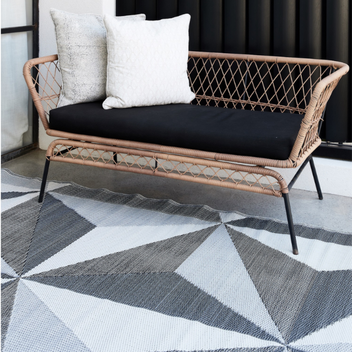 Geostar Glacier Grey Reversible Large Outdoor Rug - Recycled Plastic Rugs & Mats Fab Habitat