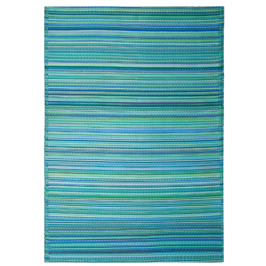 Cancun Aqua Blue Toned Melange Recycled Plastic Large Rug - Recycled Plastic Rugs & Mats Fab Habitat