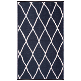 Nairobi Black and Natural Diamond Recycled Plastic Large Outdoor Rug - Recycled Plastic Rugs & Mats Fab Habitat