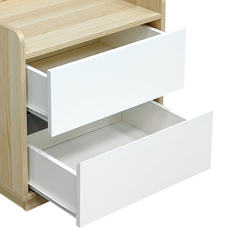 Raka White and Natural Bedside Table with 2 Drawers - Side Tables Fab Habitat