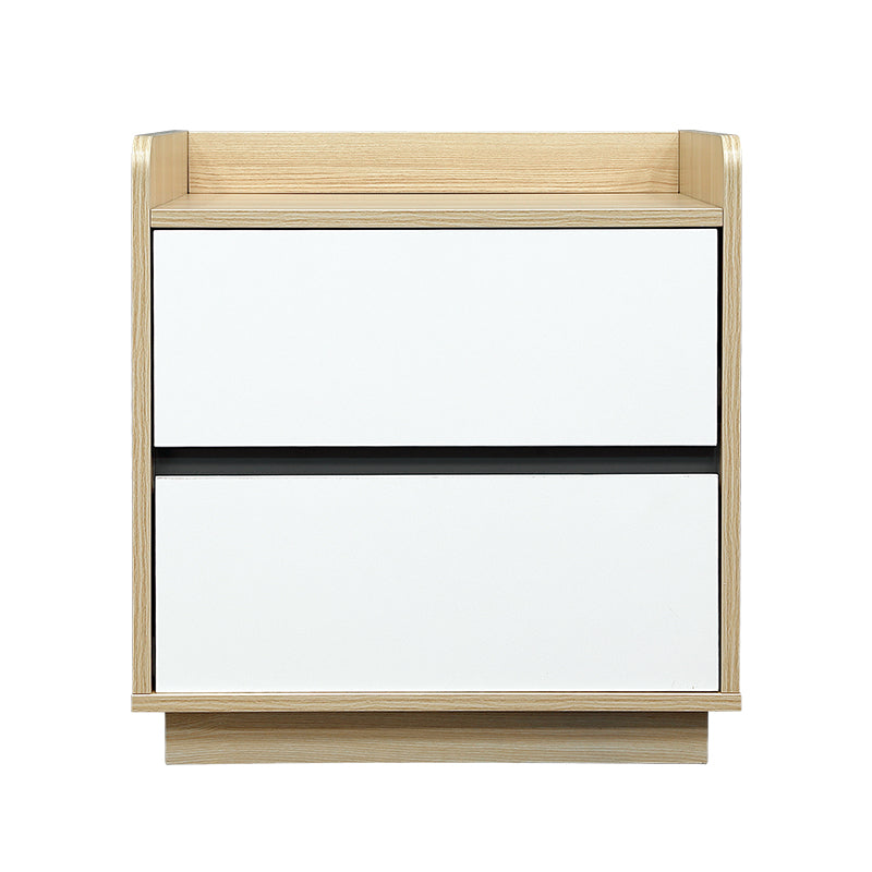 Raka White and Natural Bedside Table with 2 Drawers - Side Tables Fab Habitat
