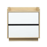 Raka White and Natural Bedside Table with 2 Drawers - Side Tables Fab Habitat