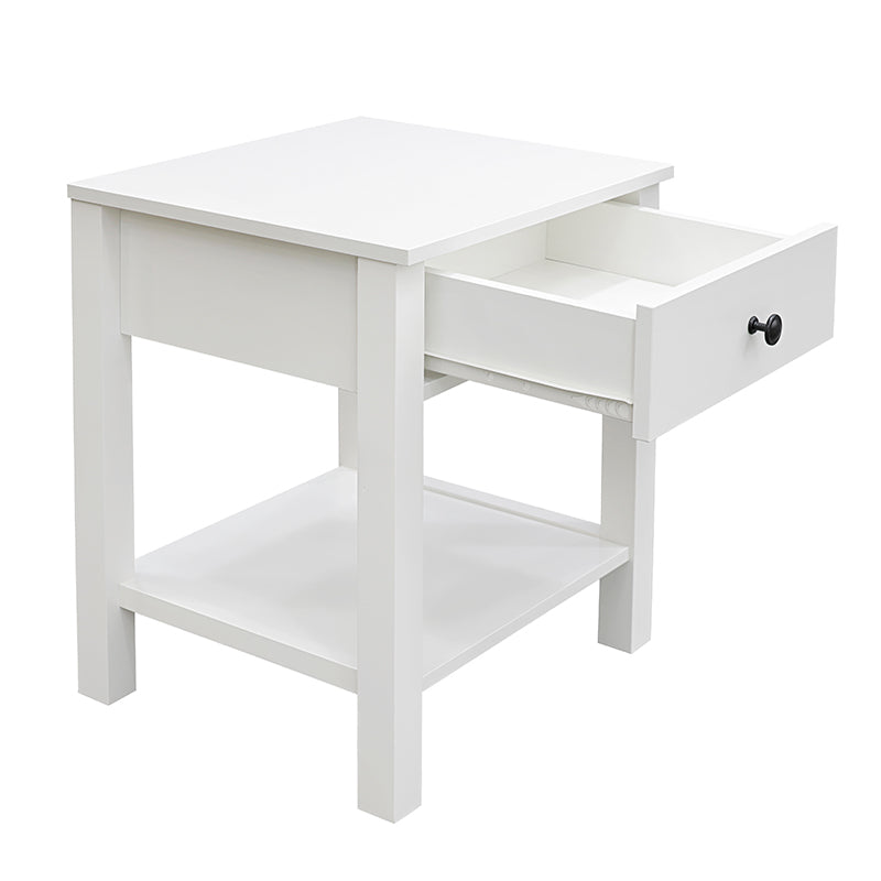 Safi White Bedside Table with 1 Drawer - Side Tables Fab Habitat