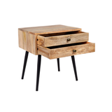 Zen Mango Wood Modern Rectangle Storage Side Table - Fab Habitat
