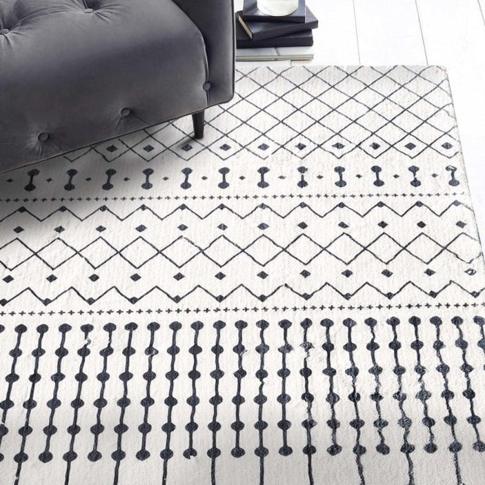 Skon Ivory Tribal Large Modern Soft Rug - Soft And Plush Turkish Rugs Fab Habitat