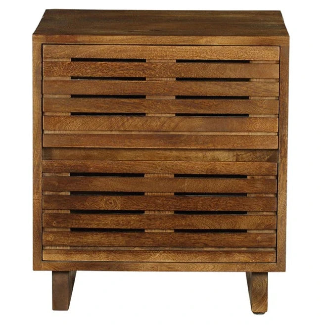 Leo Solid Wood Modern 2 Drawer Bedside Table - Fab Habitat , Side Tables, 