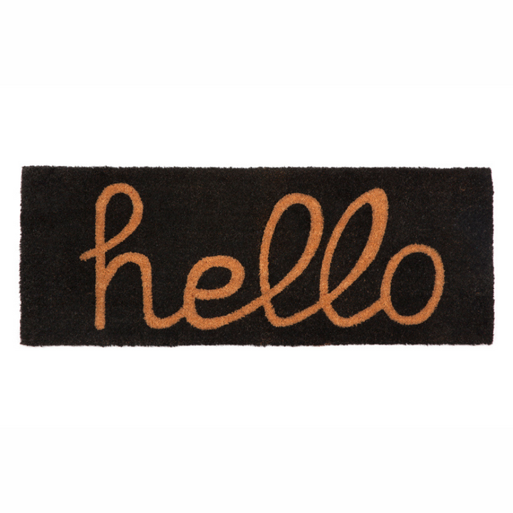 Hello Black And Natural PVC Backed Coir Doormat - Fab Habitat , Doormats, [product_size],