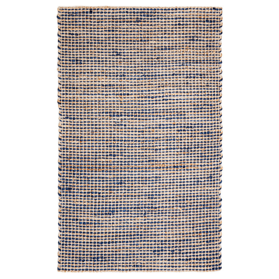 IRIS Indigo Blue Natural Jute and Cotton Large Rug - Jute Rug Fab Habitat