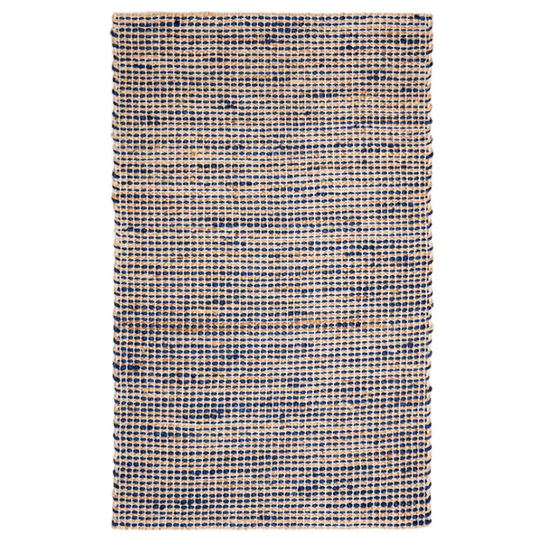 IRIS Indigo Blue Natural Jute and Cotton Large Rug - Jute Rug Fab Habitat