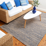 IRIS Indigo Blue Natural Jute and Cotton Large Rug - Jute Rug Fab Habitat