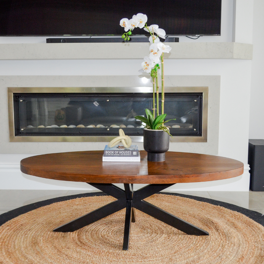 Phoenix Black Large Jute Round Floor Rug - Jute Rug Fab Habitat
