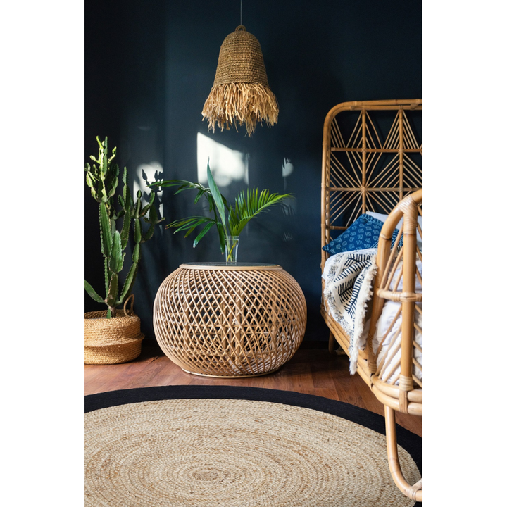 Phoenix Black Large Jute Round Floor Rug - Jute Rug Fab Habitat