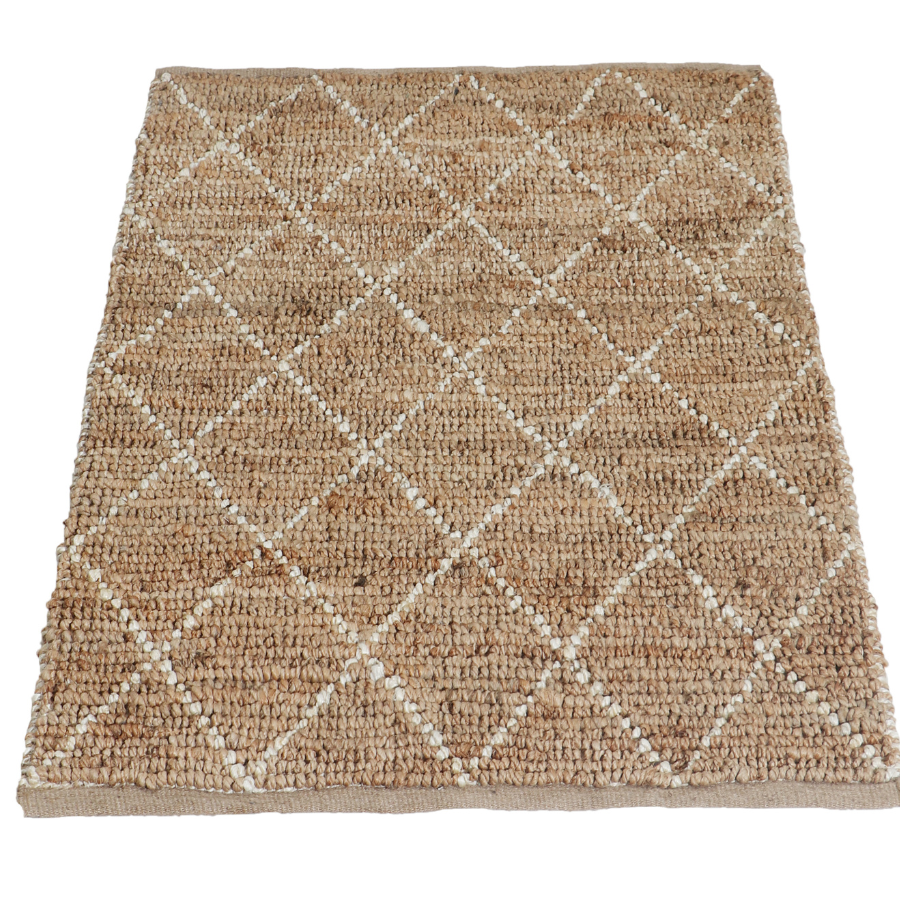 Buy Anant White & Natural Diamond Premium Jute Rug online in Australia