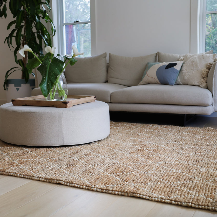Buy Anant White & Natural Diamond Premium Jute Rug online in Australia