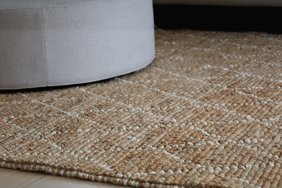 Buy Anant White & Natural Diamond Premium Jute Rug online in Australia