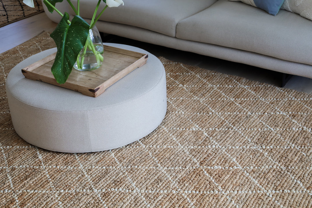 Buy Anant White & Natural Diamond Premium Jute Rug online in Australia