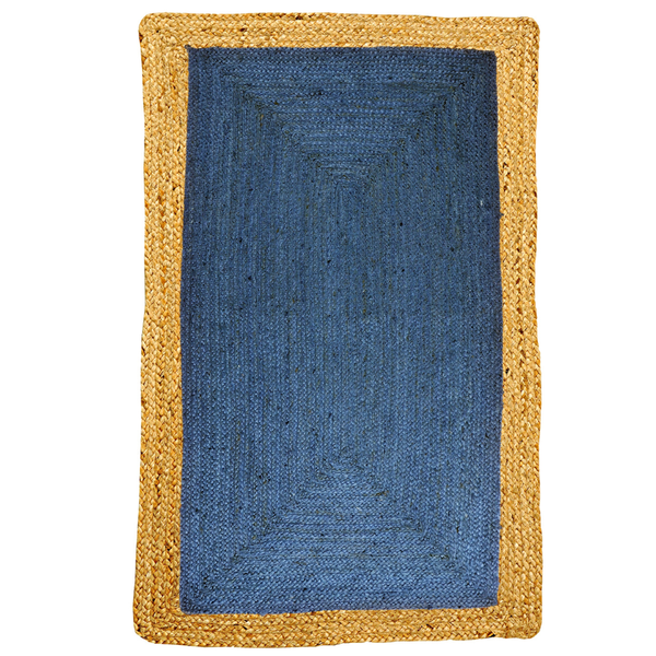 Phoenix Indigo Blue Floor Mat - Jute Rug Fab Habitat