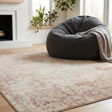 Khoasa Pale Rose Blush Modern Distressed Extra Large Rug