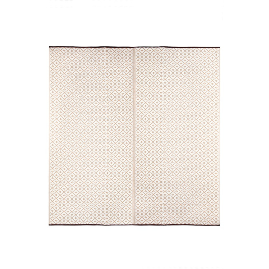 Kimberley Beige & White Square Diamond Pattern Foldable Waterproof Large Camping Mat - 270x270 CM - Fab Habitat , Camping Mats, 