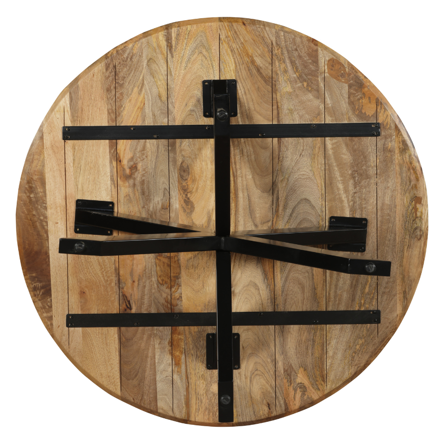 Faye Natural Finish 130cm Round Dining Table - Kitchen & Dining Furniture Fab Habitat