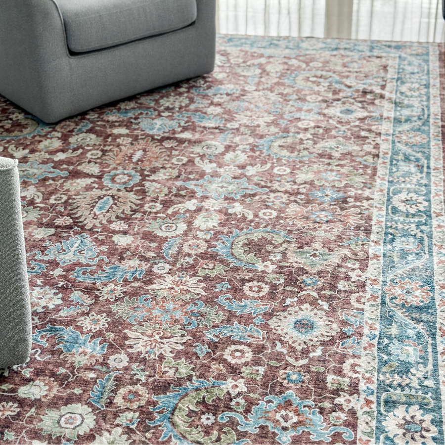 Imna Traditional Machine Washable Large Carpet Rug - Machine Washable Rugs Fab Habitat