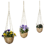 Set Of 3 Savar Handmade Cane Macrame Hanging Planters & Pot Holder - Macrame Plant hanger Fab Habitat