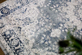Mangan Navy and White Traditional Distressed Extra Large Rug