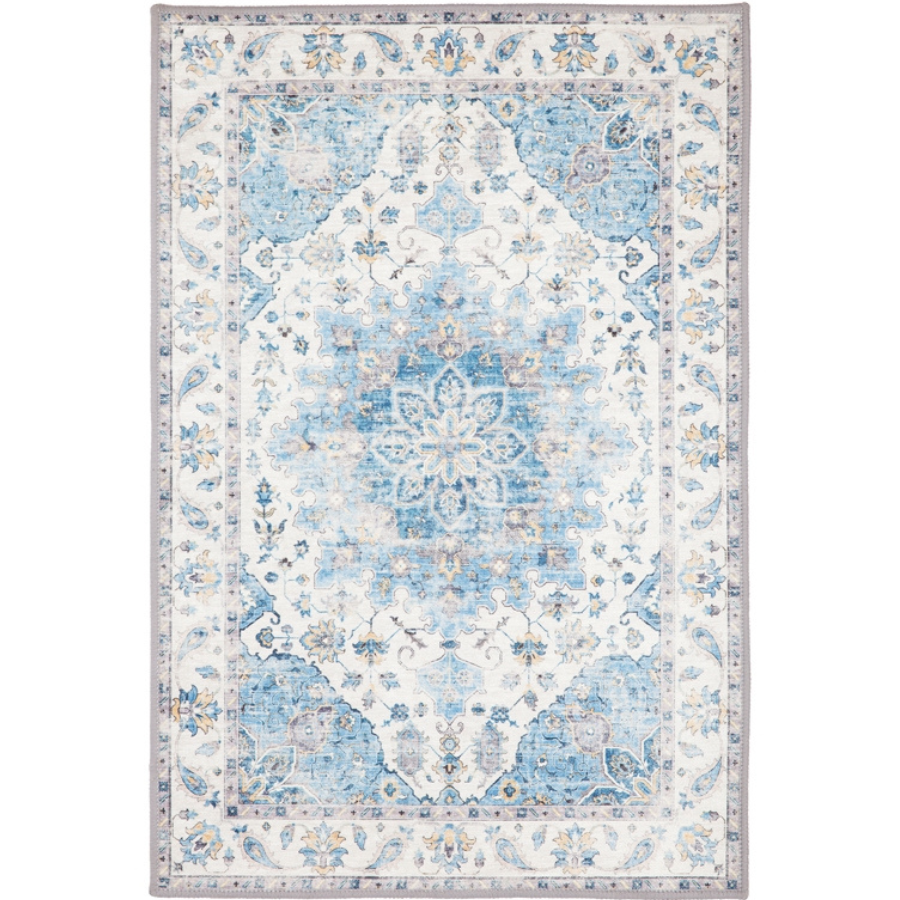 Conrad Blue Traditional Distressed Non Slip Large Rug - Non Slip Rugs Fab Habitat