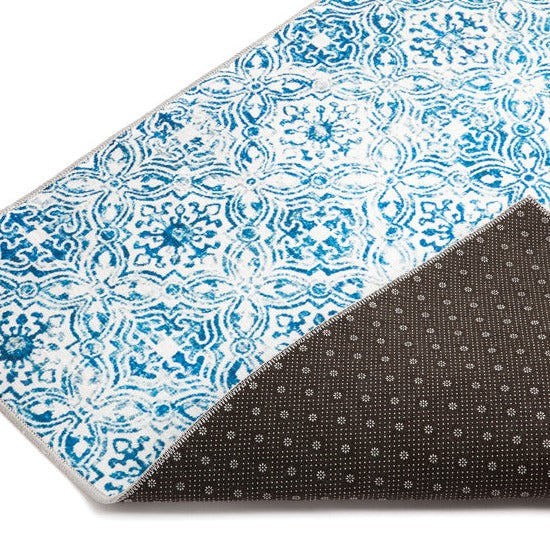 Mozaic Tiles Bohemian Blue Designer Non-Slip Large Rug - Non Slip Rugs Fab Habitat