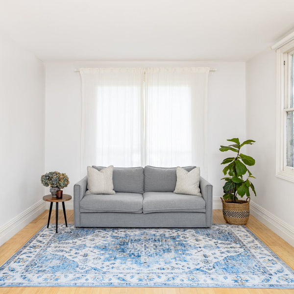 Conrad Blue Traditional Distressed Non Slip Area Rug - Non Slip Rugs Fab Habitat