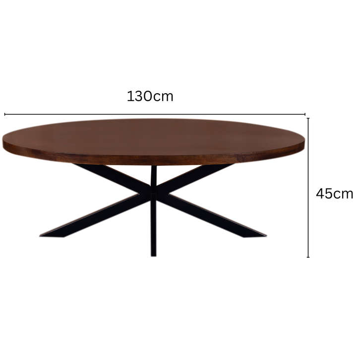 Nova Walnut Finish 130 CM Wooden Oval Coffee Table