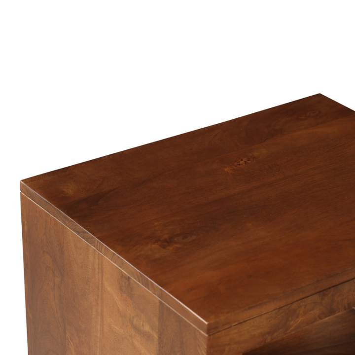 Nyra Walnut Finish Bedside Table with 1 Drawer - Fab Habitat , Side Tables, 