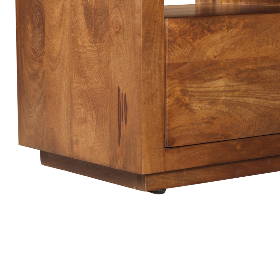 Nyra Walnut Finish Bedside Table with 1 Drawer - Fab Habitat , Side Tables, 