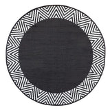 Olympia Black and White Recycled Plastic Round Outdoor Rug - Fab Habitat , Recycled Plastic Rugs & Mats, 