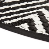 Olympia Black and White Recycled Plastic Round Outdoor Rug - Fab Habitat , Recycled Plastic Rugs & Mats, 