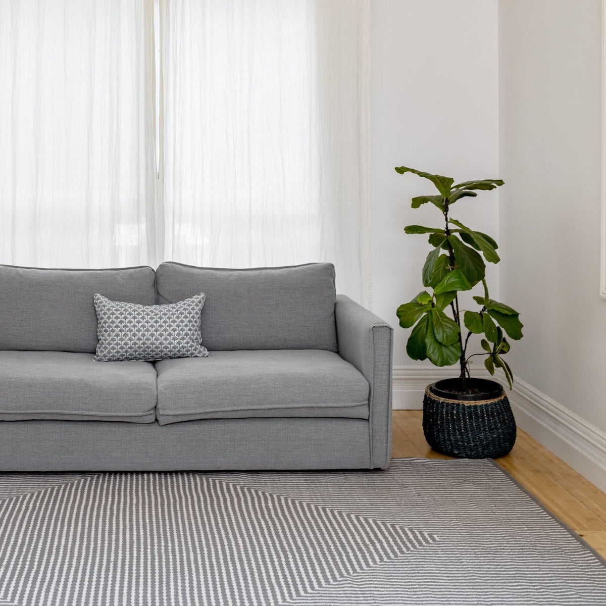 Denver Grey and Ivory Modern P.E.T Large Indoor Outdoor Rug - Outdoor Rugs Fab Habitat