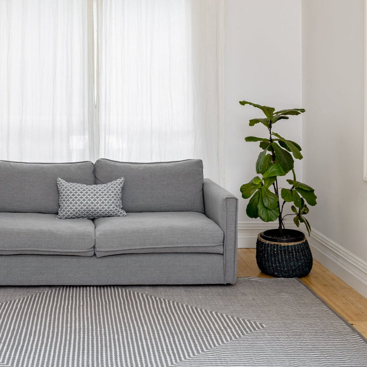 Denver Grey and Ivory Modern P.E.T Large Indoor Outdoor Rug - Outdoor Rugs Fab Habitat