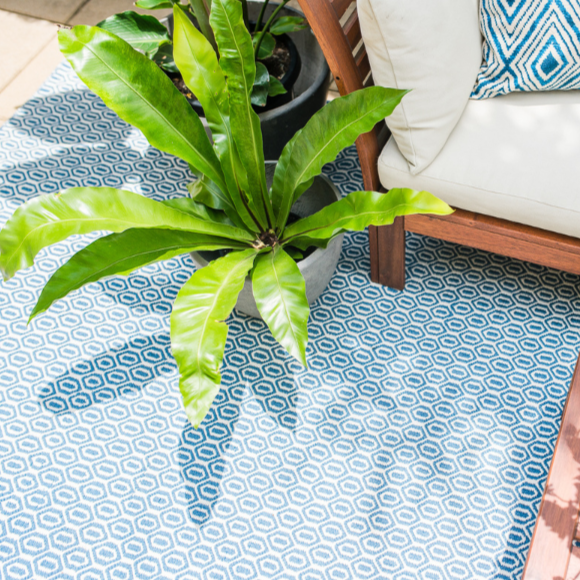 Bekal Indigo Blue Indoor Outdoor Large Rug - Outdoor Rugs Fab Habitat