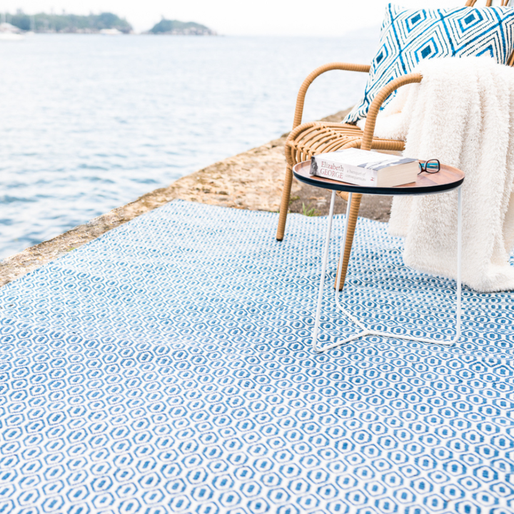 Bekal Indigo Blue Indoor Outdoor Large Rug - Outdoor Rugs Fab Habitat