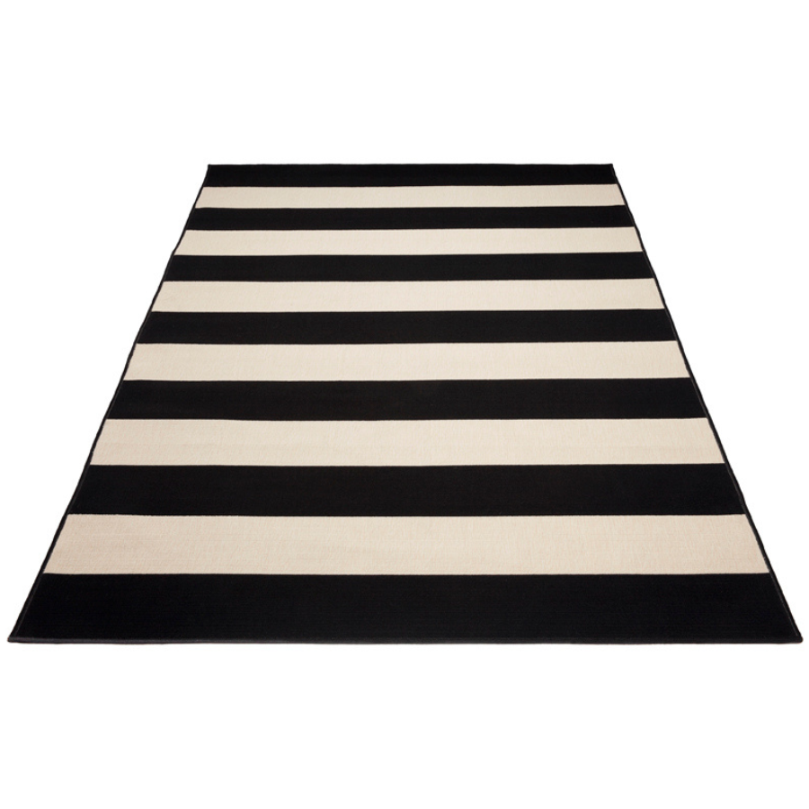 Nyoma Black Striped Outdoor Large Rug - Outdoor Rugs Fab Habitat