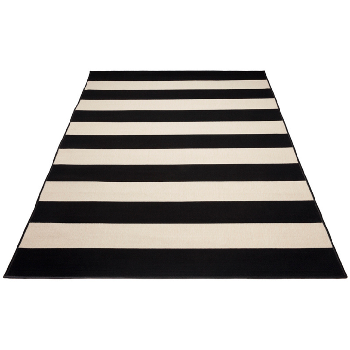 Nyoma Black Striped Outdoor Large Rug - Outdoor Rugs Fab Habitat