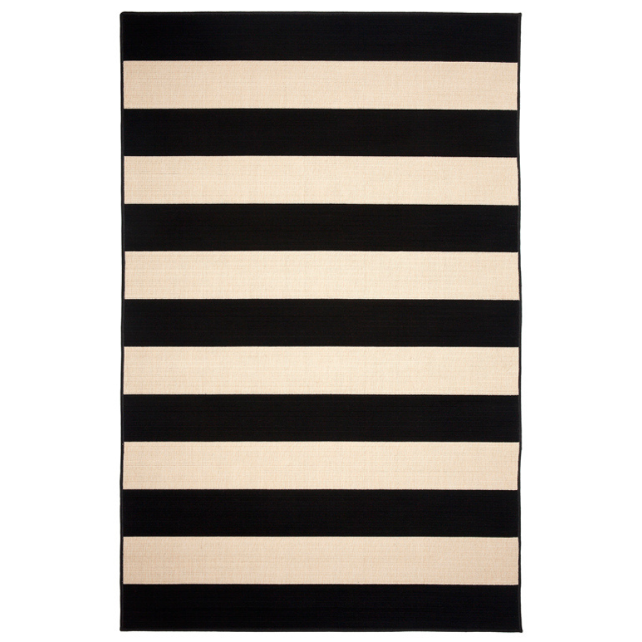Nyoma Black Striped Outdoor Large Rug - Outdoor Rugs Fab Habitat
